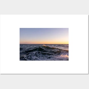 Turbulent Ocean Waves at Sunset Posters and Art